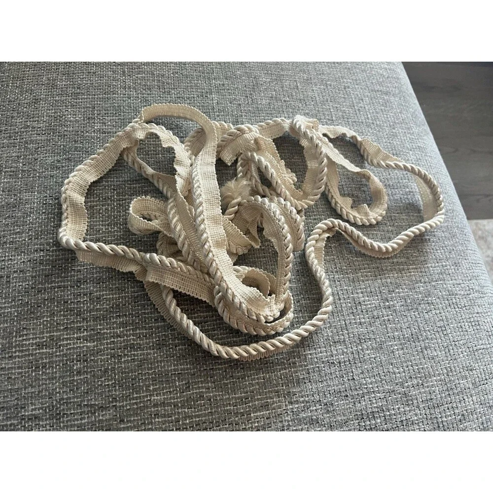 Cream Braided Textile Rope Cord Trim Lot 3 yards 33” (140”). Sewing, crafts, etc